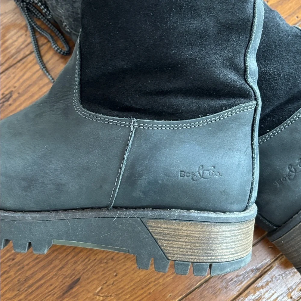 BOS. & CO. Ginger Boots Black Leather Waterproof Wool Lined Size 40 EU 9-9.5 US